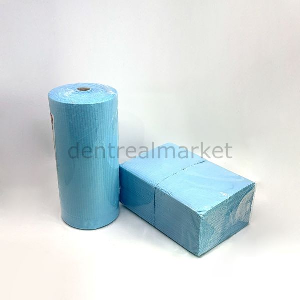 Avrupa Rulo Dişci Hasta Önlüğü ve Tabla Örtüsü Takım -  Light Blue