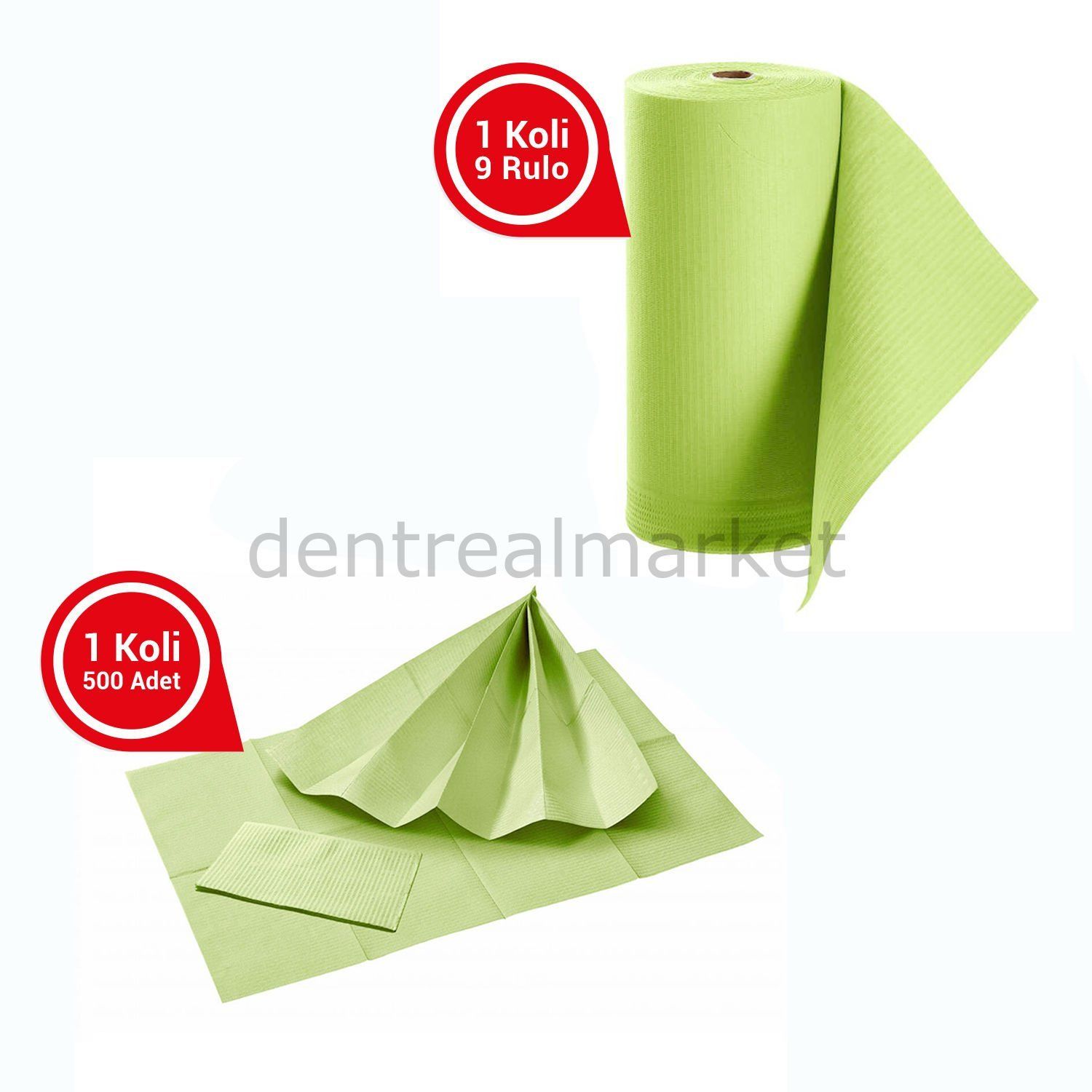 Avrupa Rulo Dişci Hasta Önlüğü ve Tabla Örtüsü Takım -  Green Lime